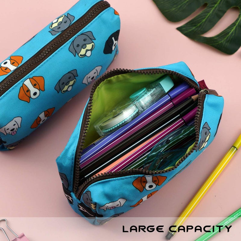 LParkin French Bulldog Pencil Case Capacity Canvas Pen Bag Pouch Stationary Case Makeup Cosmetic Bag Gadget Box - Image 3